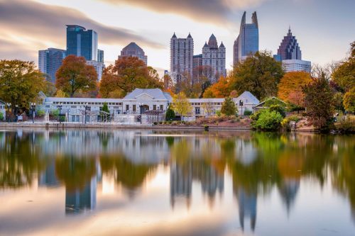 Vlies Fotótapéta - Atlanta Skyline - 375x250 cm