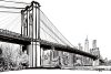 Vlies Fotótapéta - Brooklyn Bridge Illustration - 375x250 cm