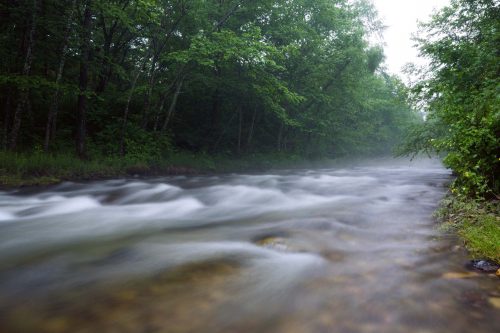 Vlies Fotótapéta - River in the haze - 375x250 cm