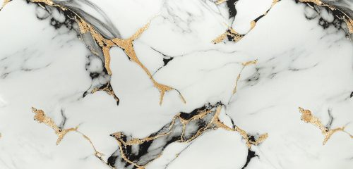 Öntapadós PVC panel, 280 x 60 cm, Világos-fekete-sárga márvány