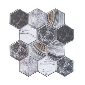 Csempematrica, 3D Öntapadós falpanel, Hatszögletű márvány szürke, 30x30 cm   Csempematrica, 3D Öntapadós falpanel, Hatszögletű márvány szürke, 30x30 cm