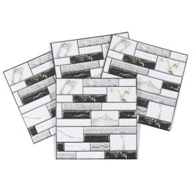 Csempematrica, 3D Öntapadós falpanel, Márvány fekete, szürke és fehér, 4db/csomag   Csempematrica, 3D Öntapadós falpanel, Márvány fekete, szürke és fehér, 4db/csomag